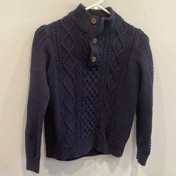 Gap Boys Cable Knit Sweater Size XL Navy Blue Fisherman Preppy Classic Uniform - Picture 1 of 9